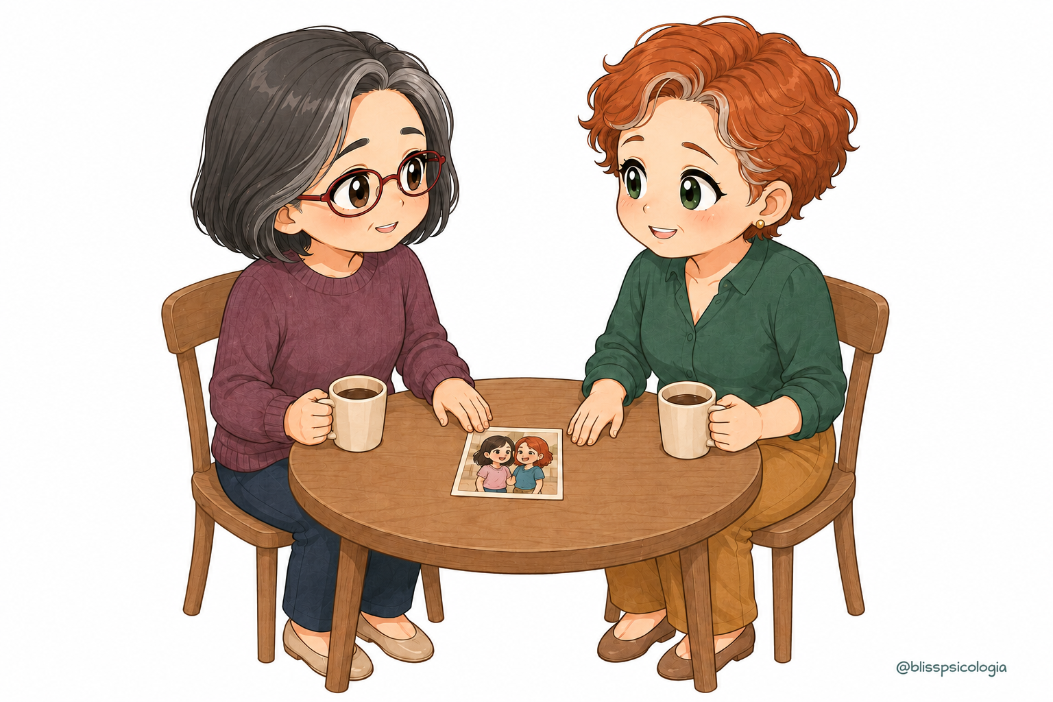 Dos antiguas amigas vuelven a encontrarse y conversan después de mucho tiempo sin verse.